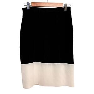 Club Monaco Silk Blend Pencil Skirt Sz 6 Black White Colorblock Office OldMoney